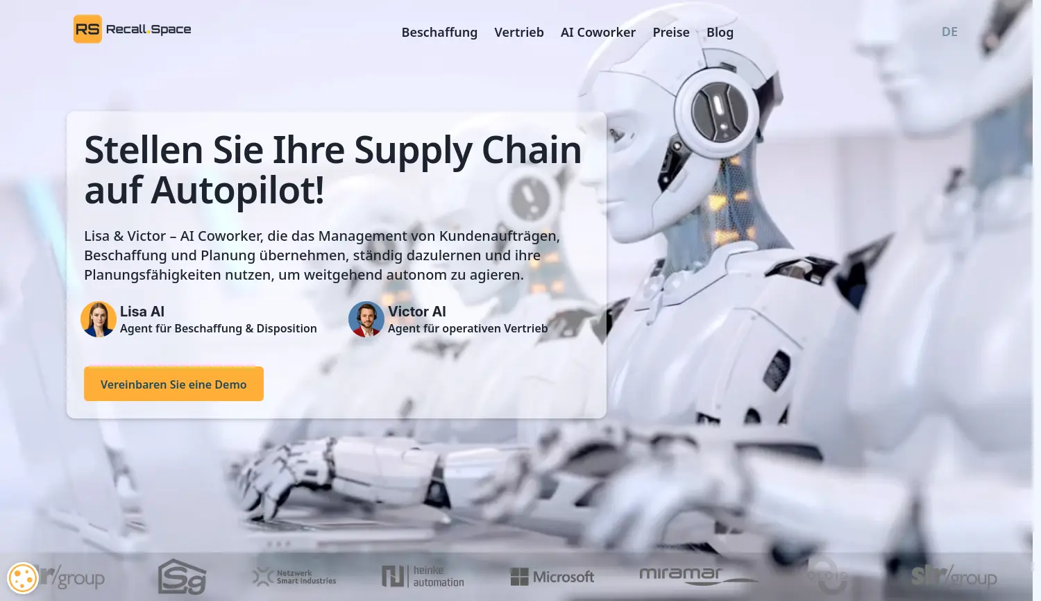 Website der Firma Recall Space GmbH