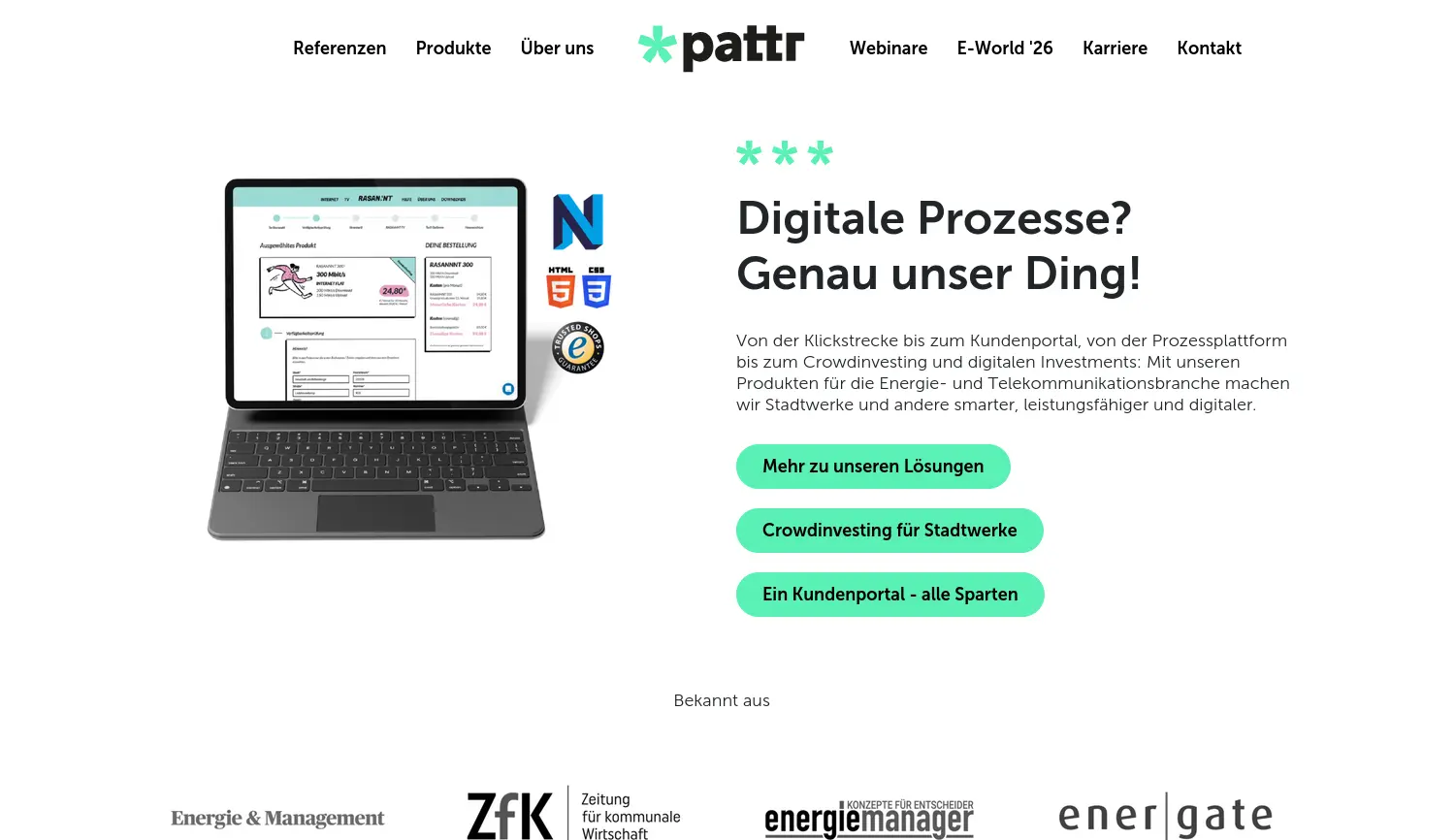 Website der Firma Pattr GmbH