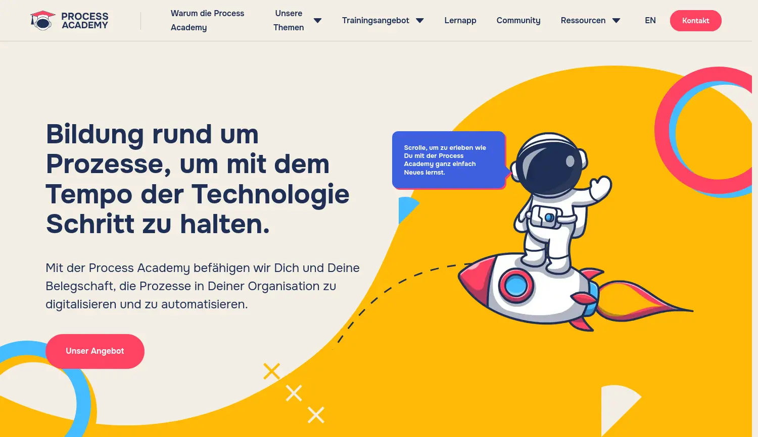 Website der Firma Your Process Academy gGmbH