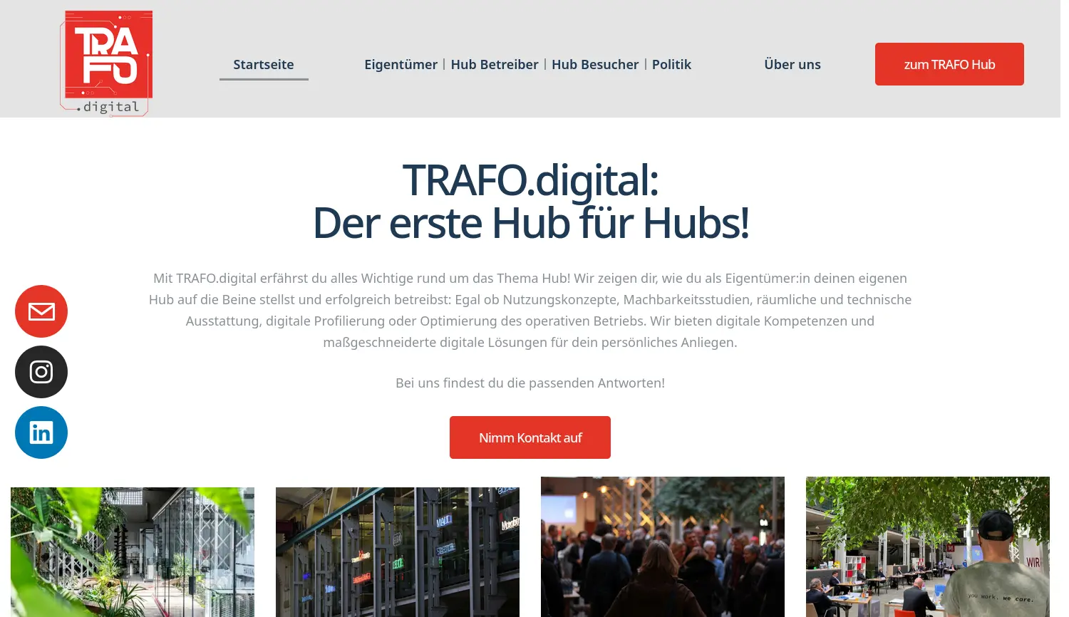 Website der Firma TRAFO Hub GmbH
