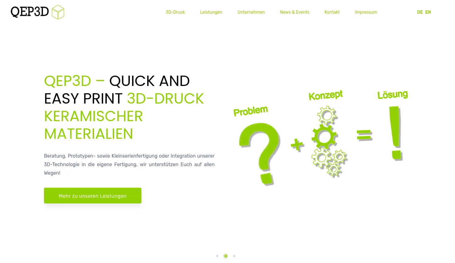 Website der Firma QEP3D GmbH