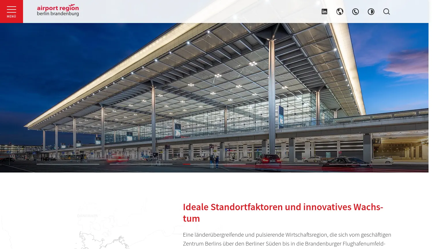 Website der Firma Airport Region Berlin Brandenburg