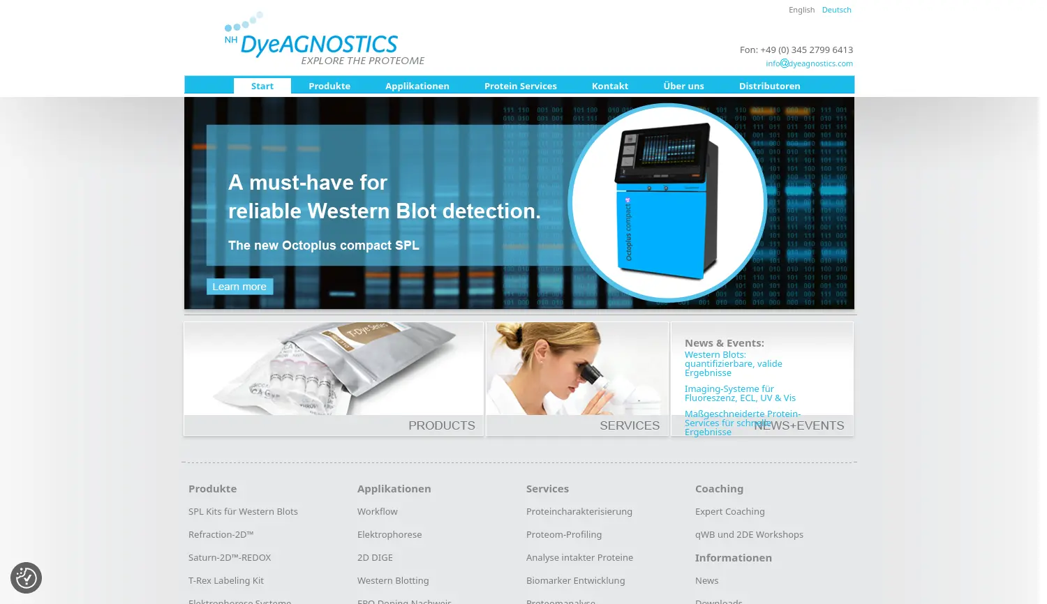 Website der Firma NH DyeAGNOSTICS GmbH