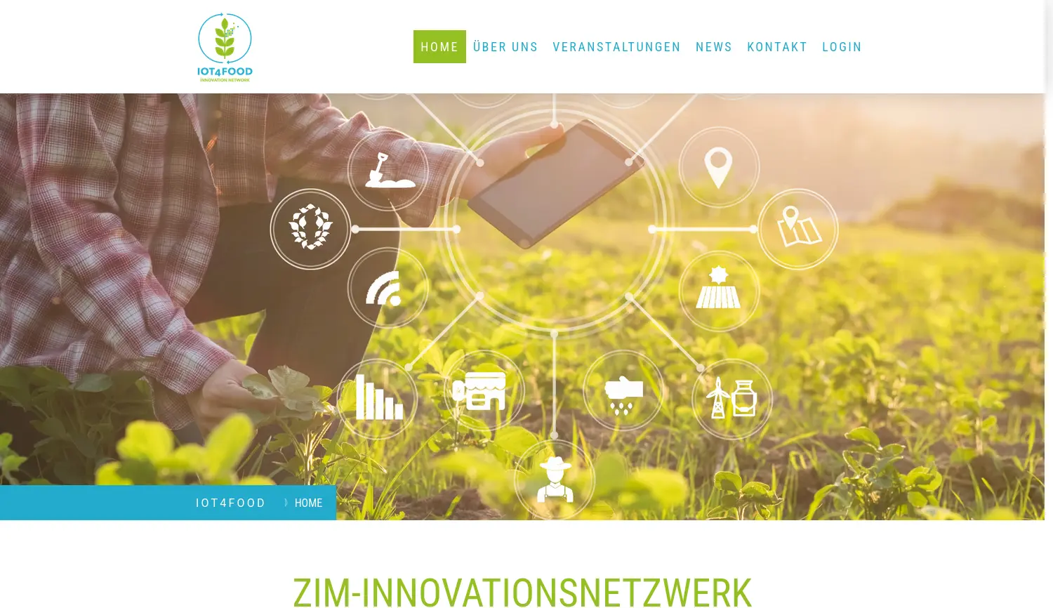 Website der Firma IoT4Food ZIM-Netzwerk (Gemanaged von EurA AG)