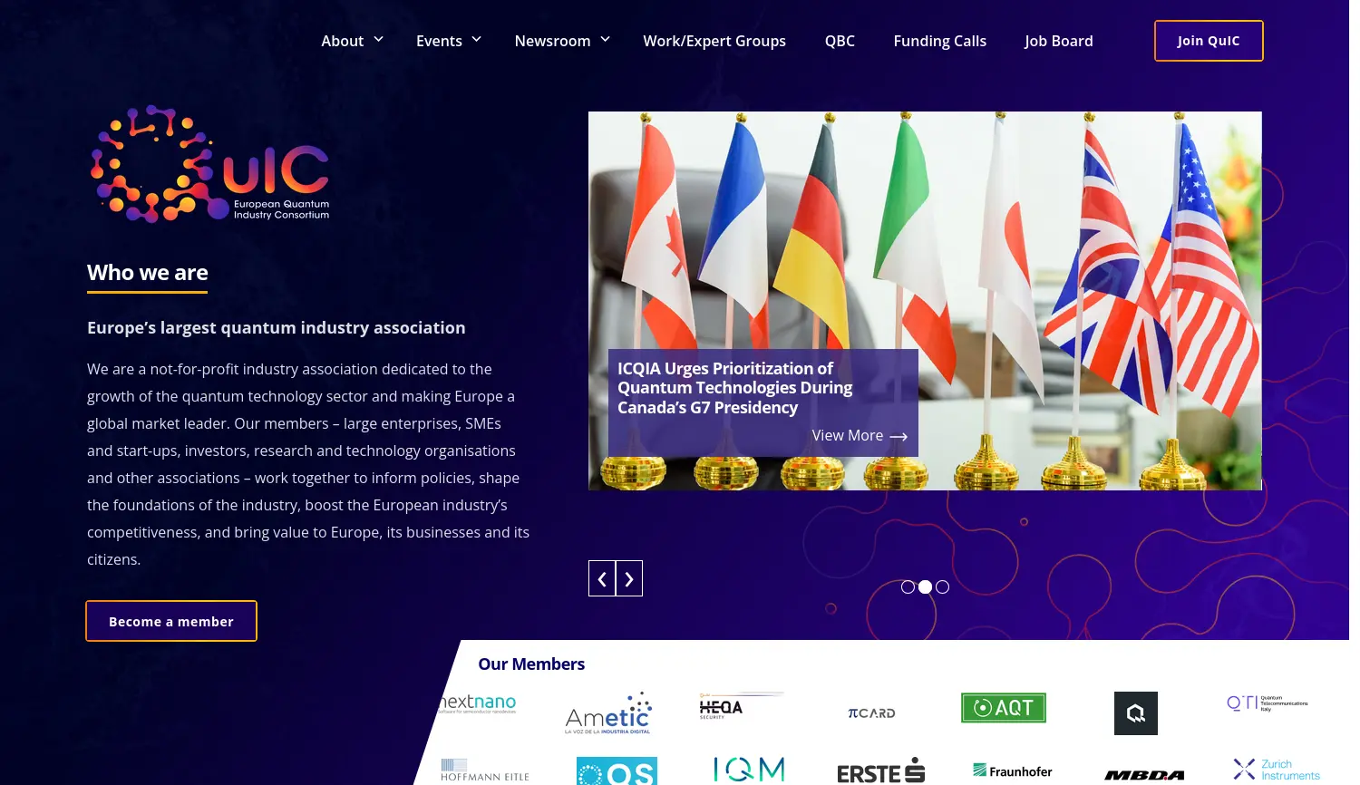 Website der Firma European Quantum Industry Consortium e.V.