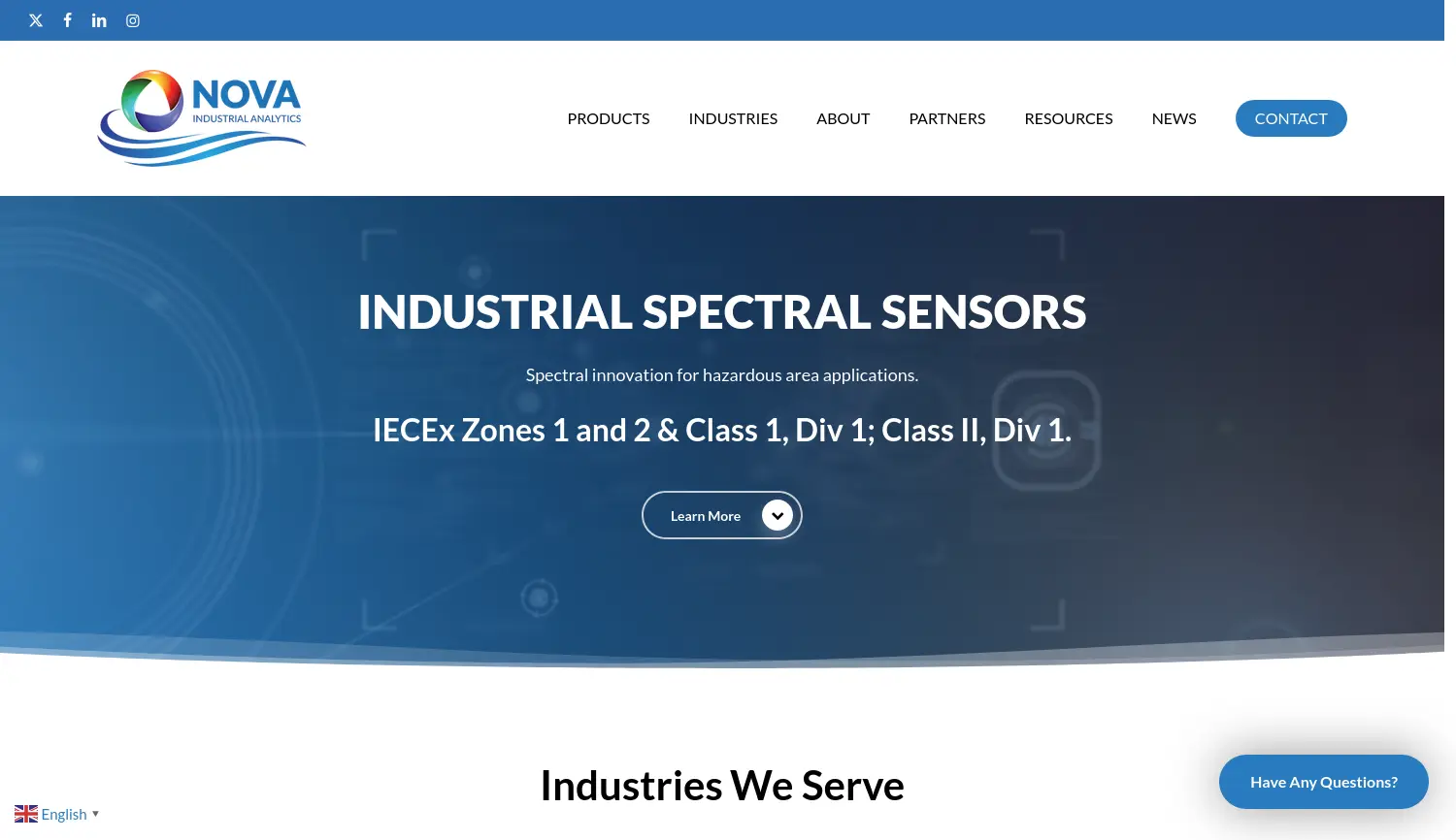 Website der Firma Nova Industrial Analytics GmbH