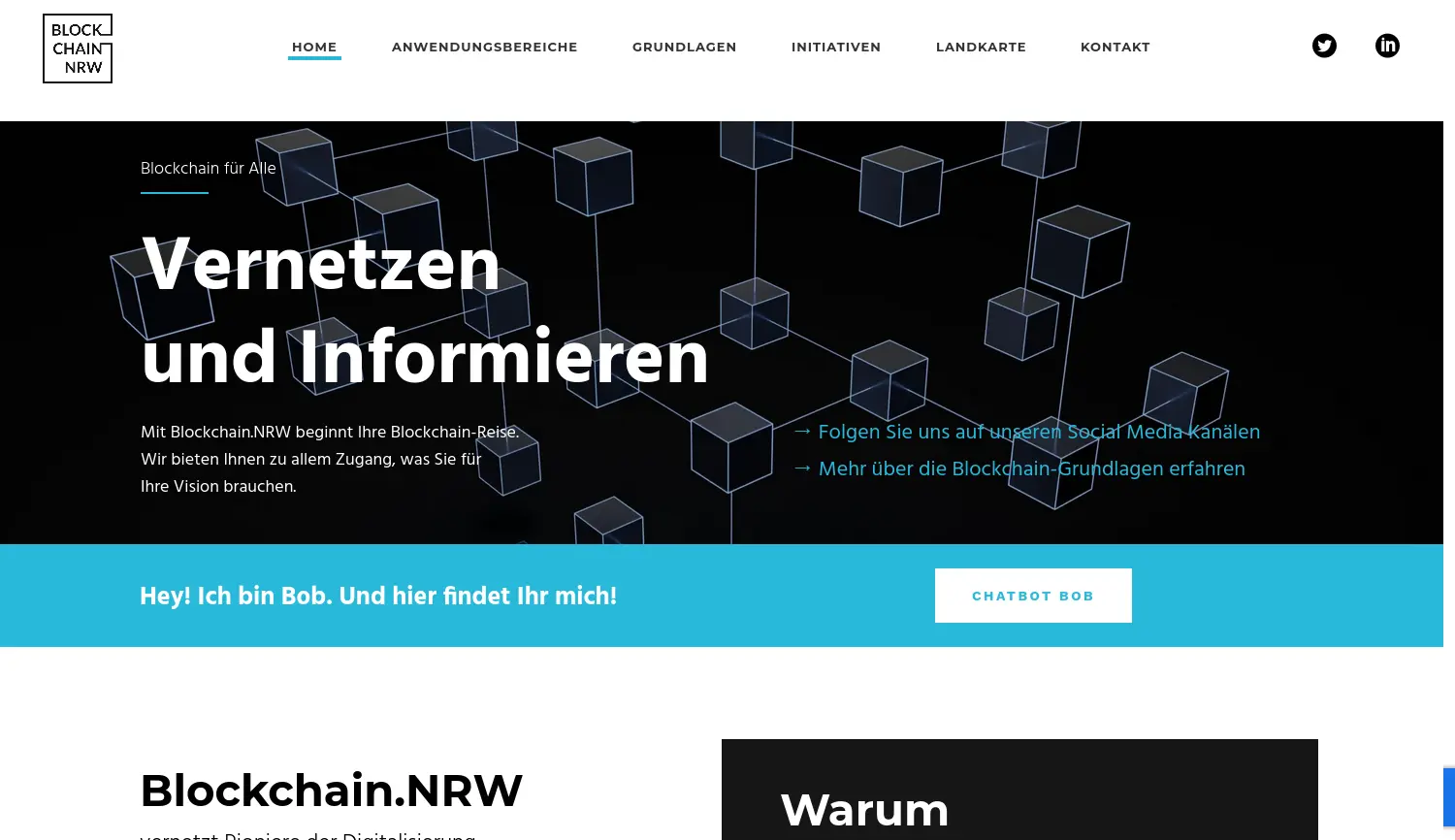 Website der Firma blockchain.nrw