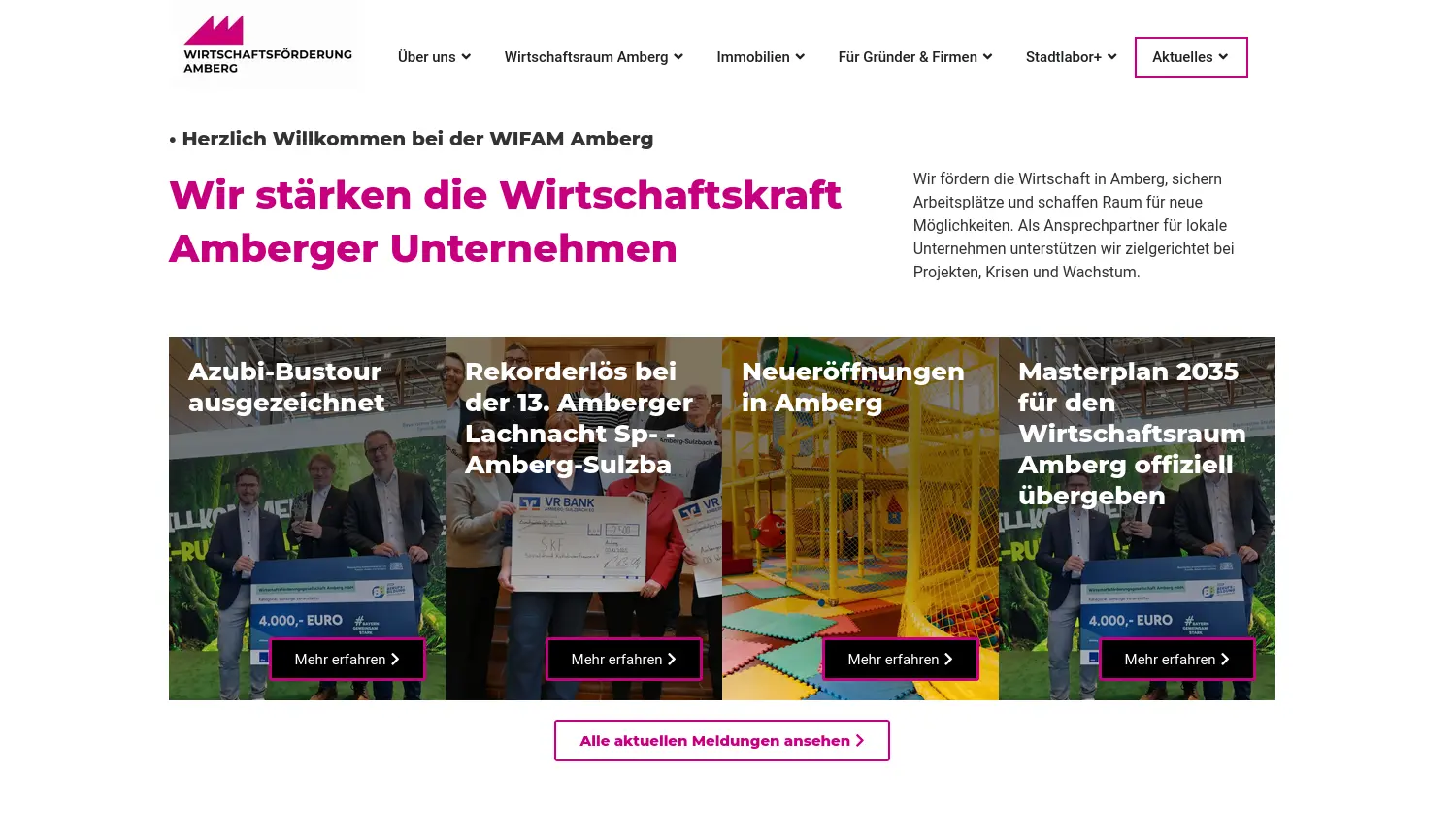Website der Firma Wirtschaftsförderungsgesellschaft Amberg mbH