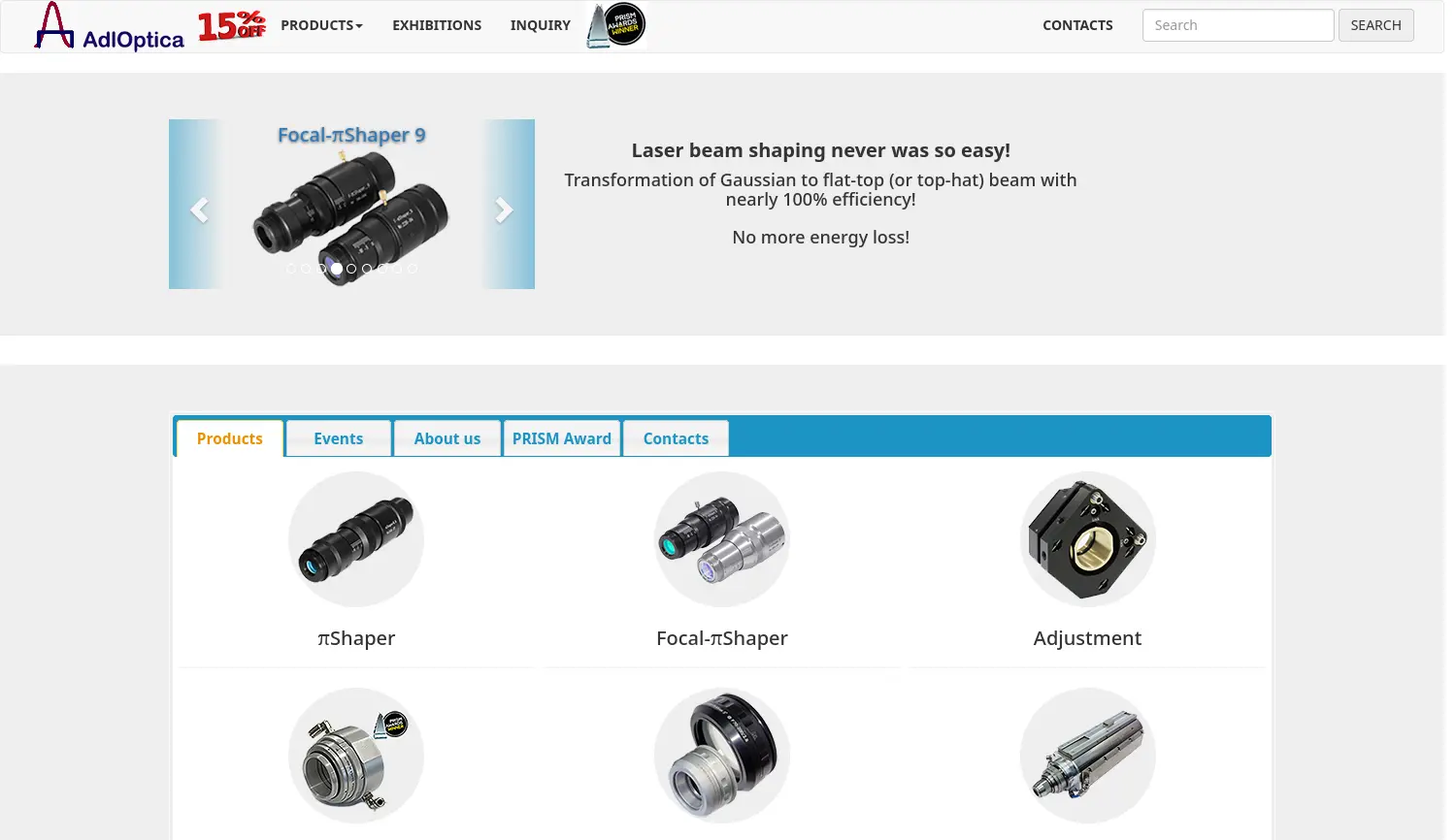 Website der Firma AdlOptica Optical Systems GmbH