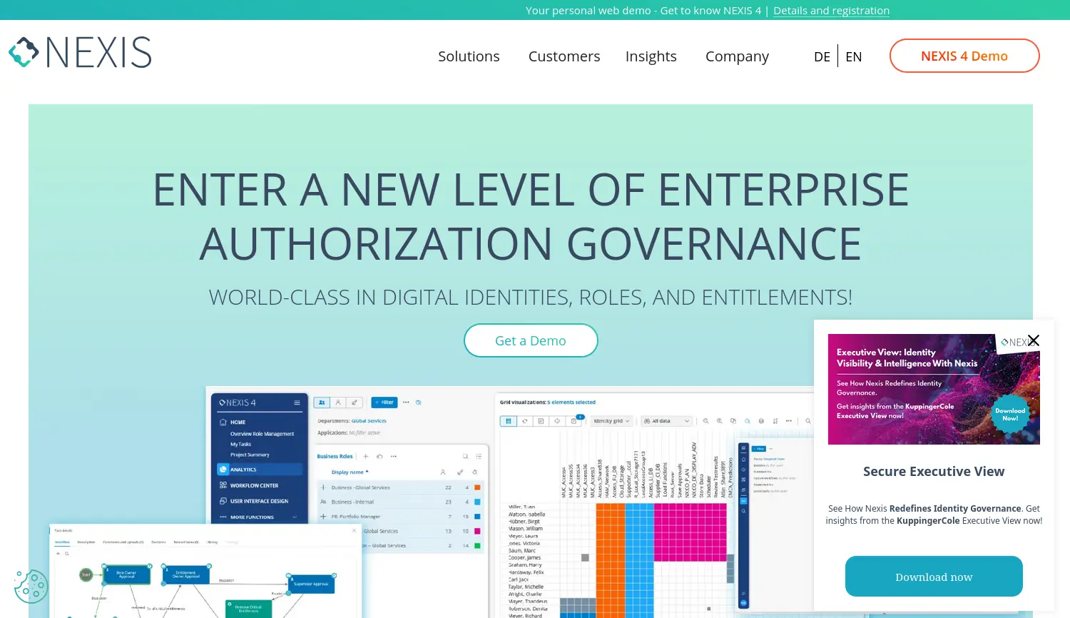 Website der Firma Nexis GmbH