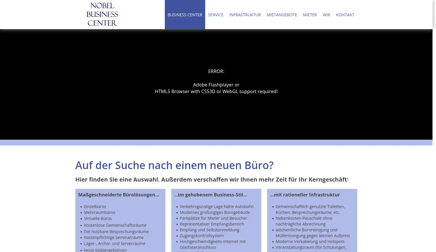 Website der Firma Nobel Business Center