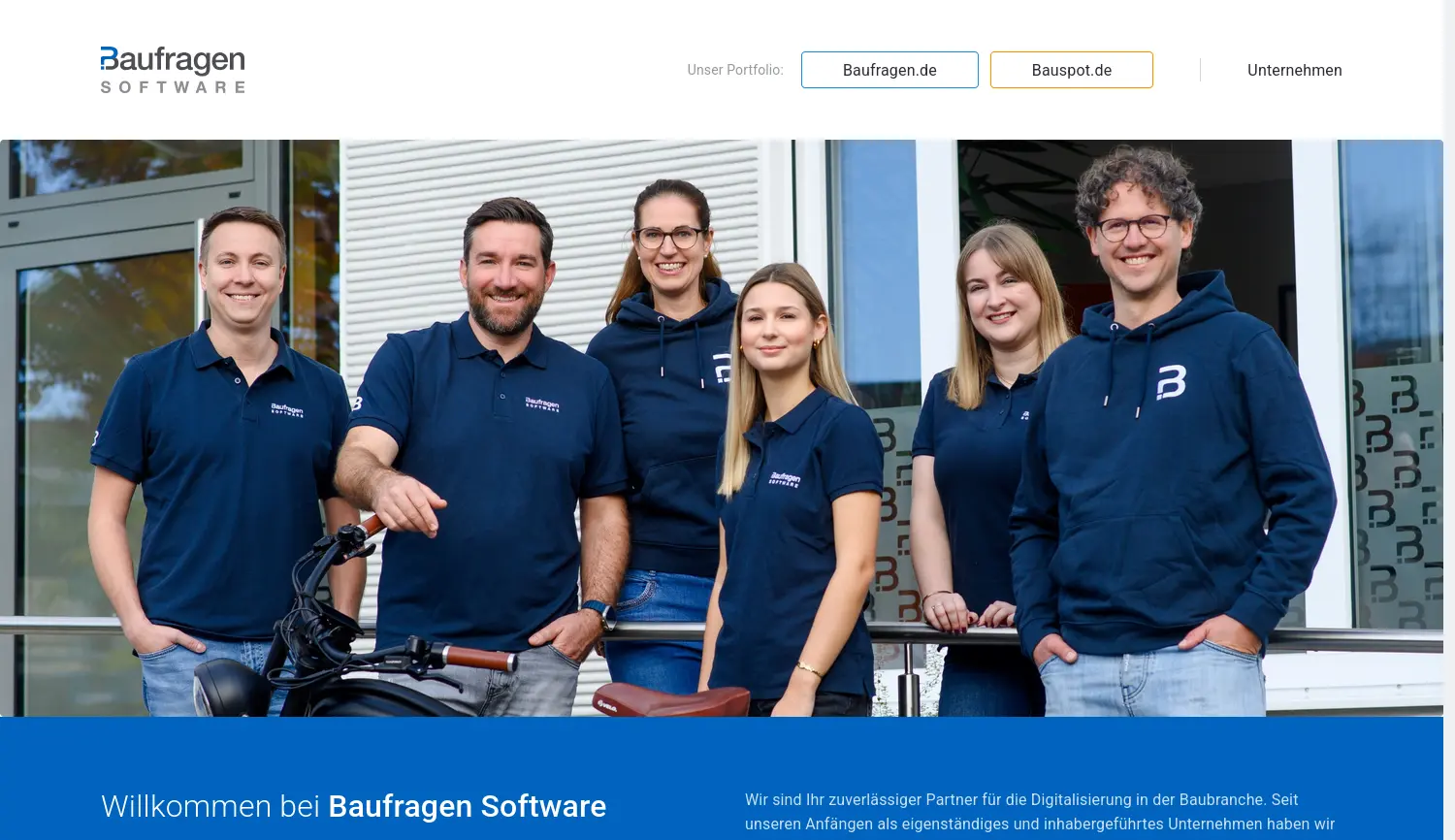 Website der Firma Baufragen Software GmbH