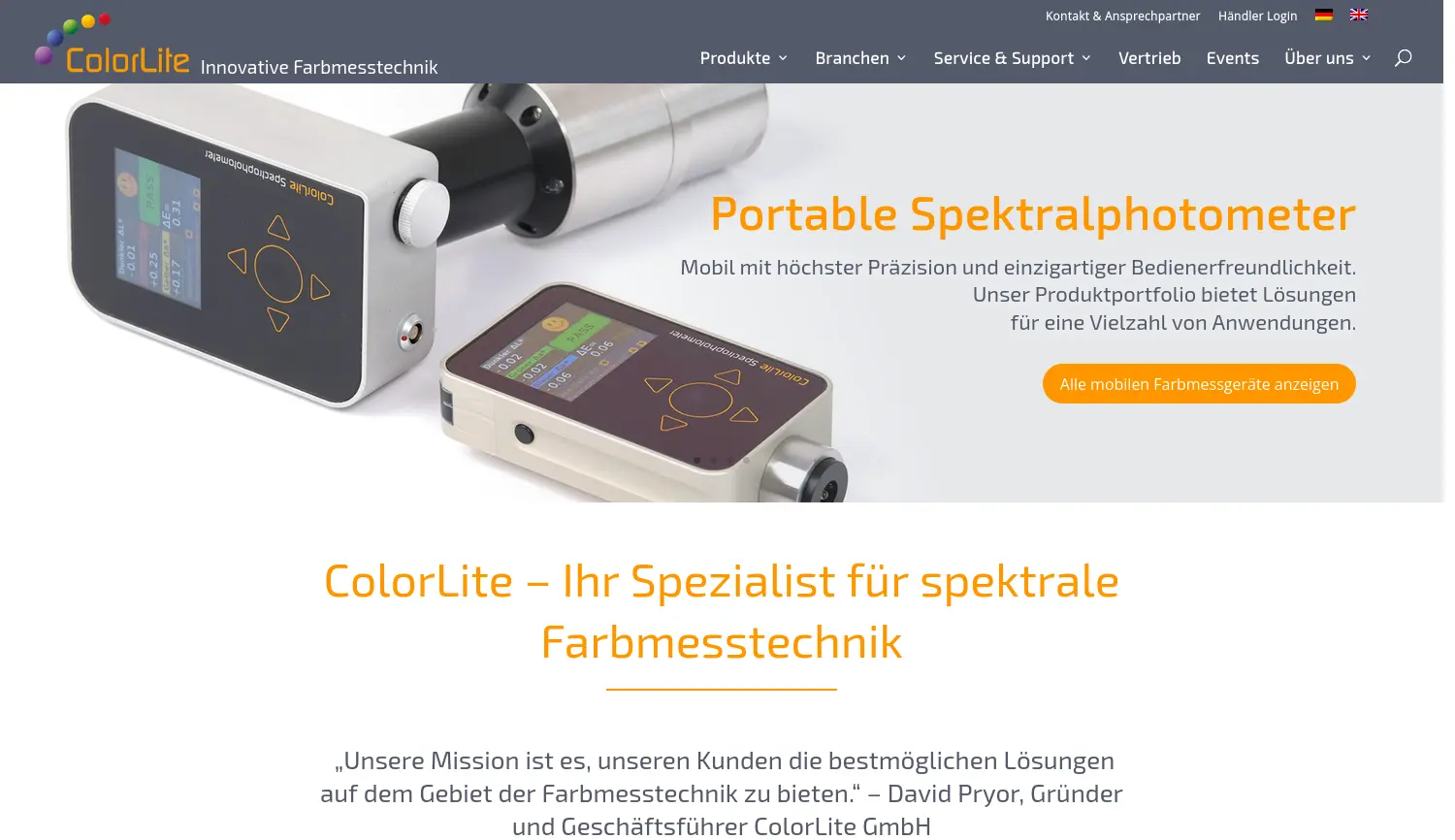 Website der Firma ColorLite GmbH
