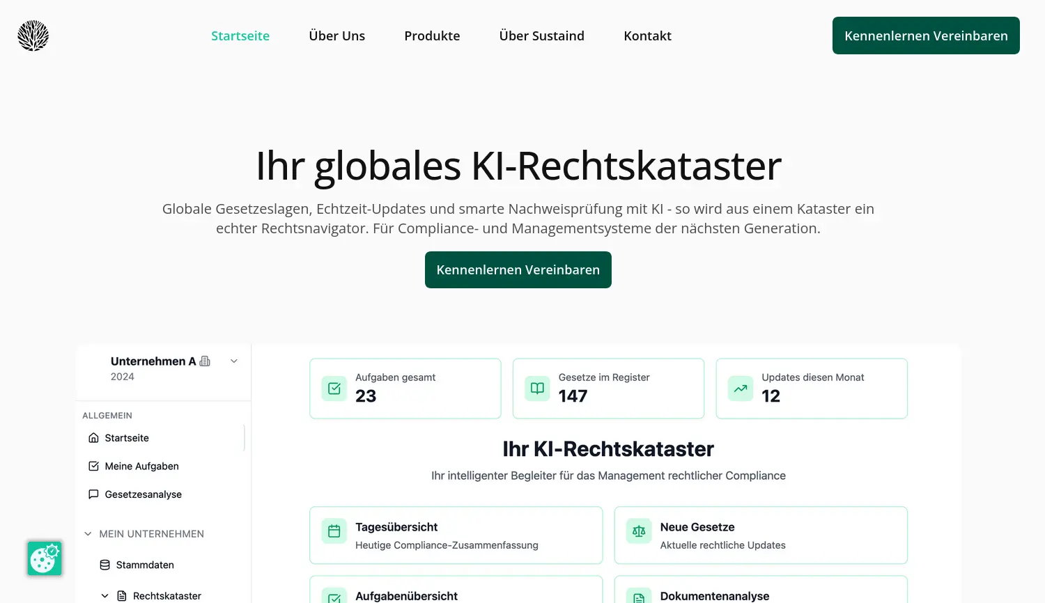 Website der Firma sustaind GmbH