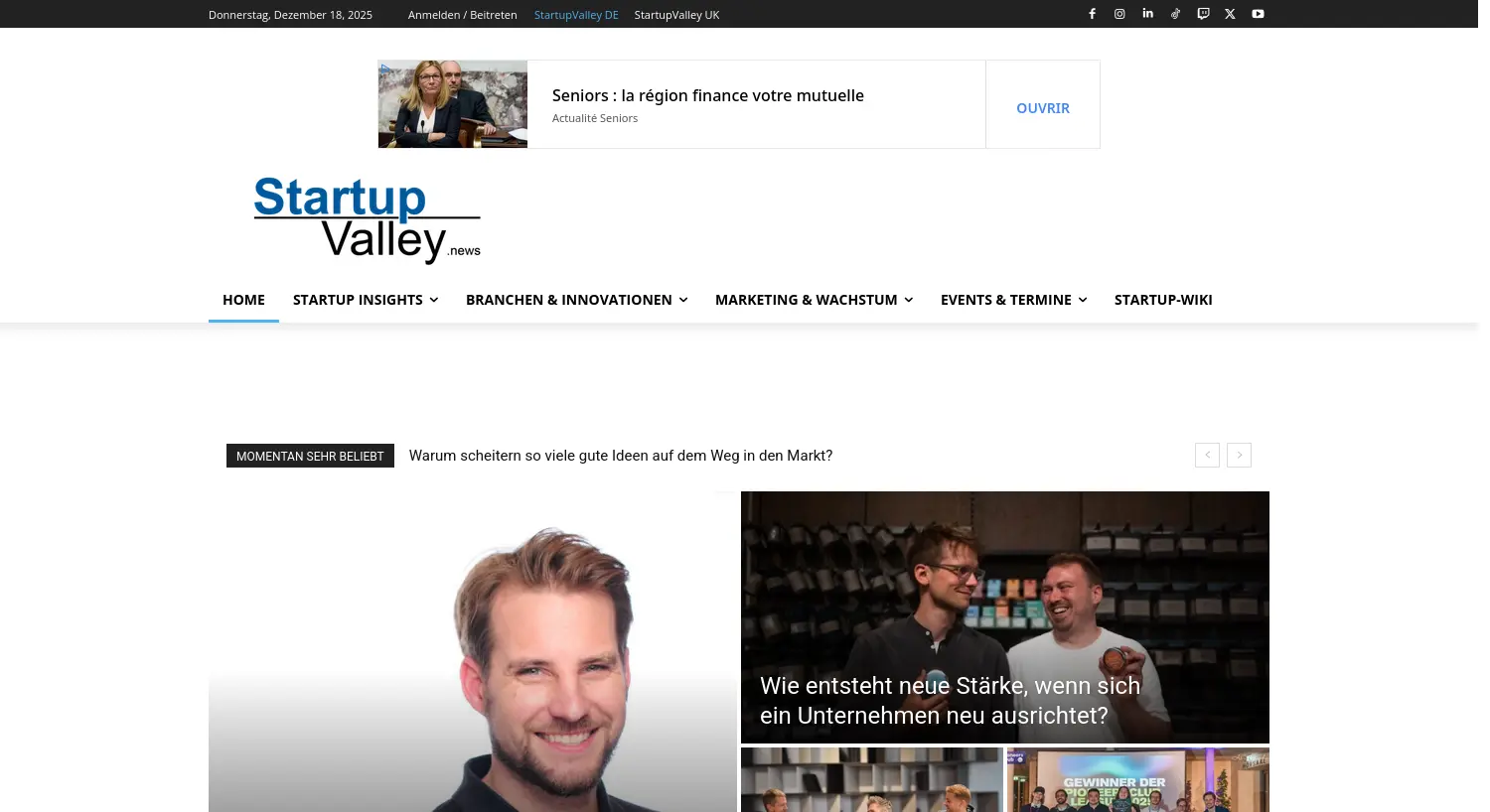 Website der Firma StartupValley Media & Publishing UG (haftungsbeschränkt)