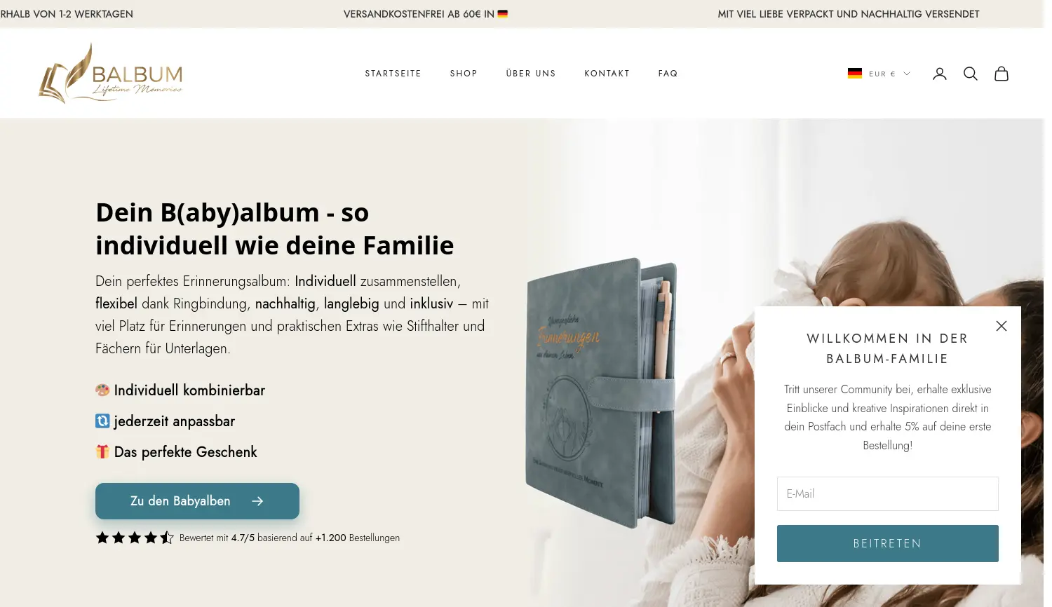 Website der Firma Balbum Lifetime Memories