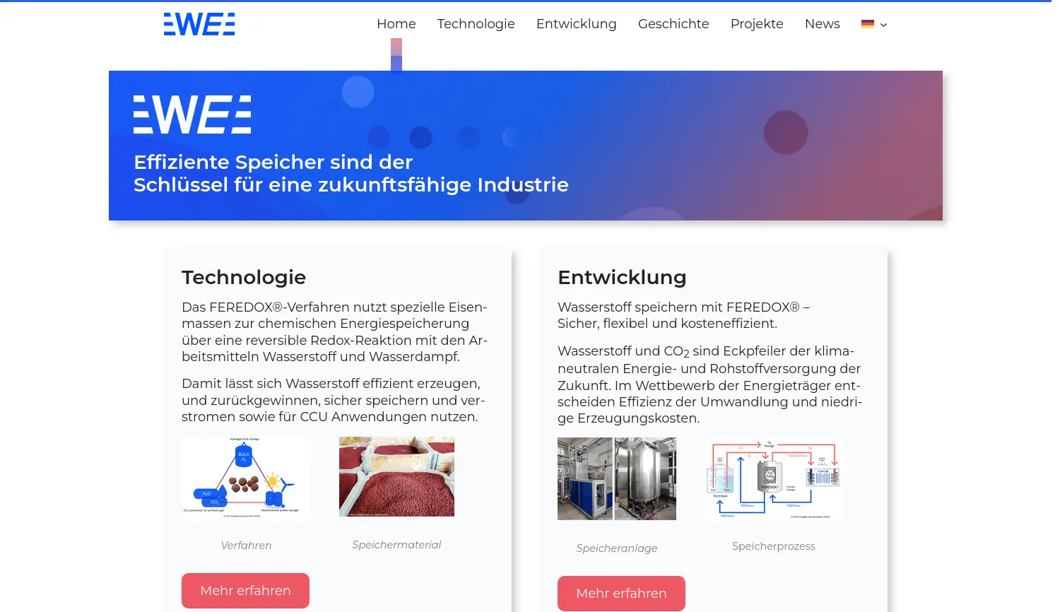 Website der Firma Wolf Energetik next generation GmbH