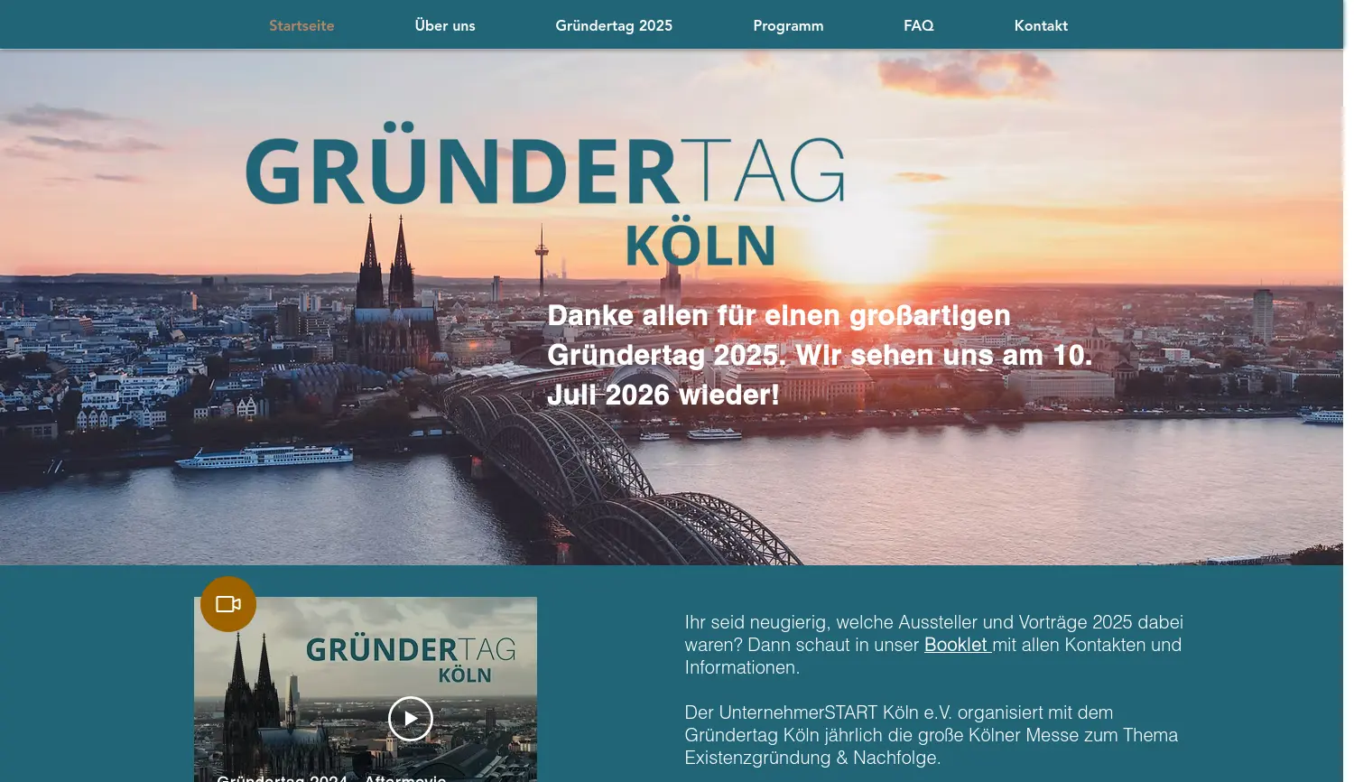Website der Firma UnternehmerSTART Köln e. V.