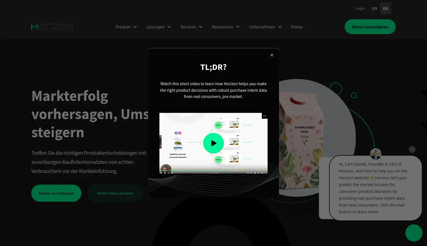 Website der Firma Horizon