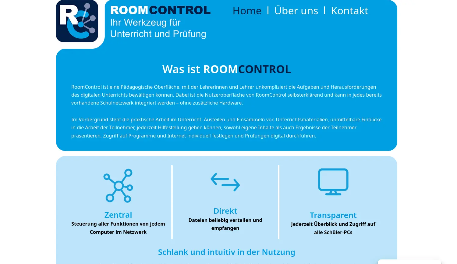 Website der Firma RoomControl GmbH