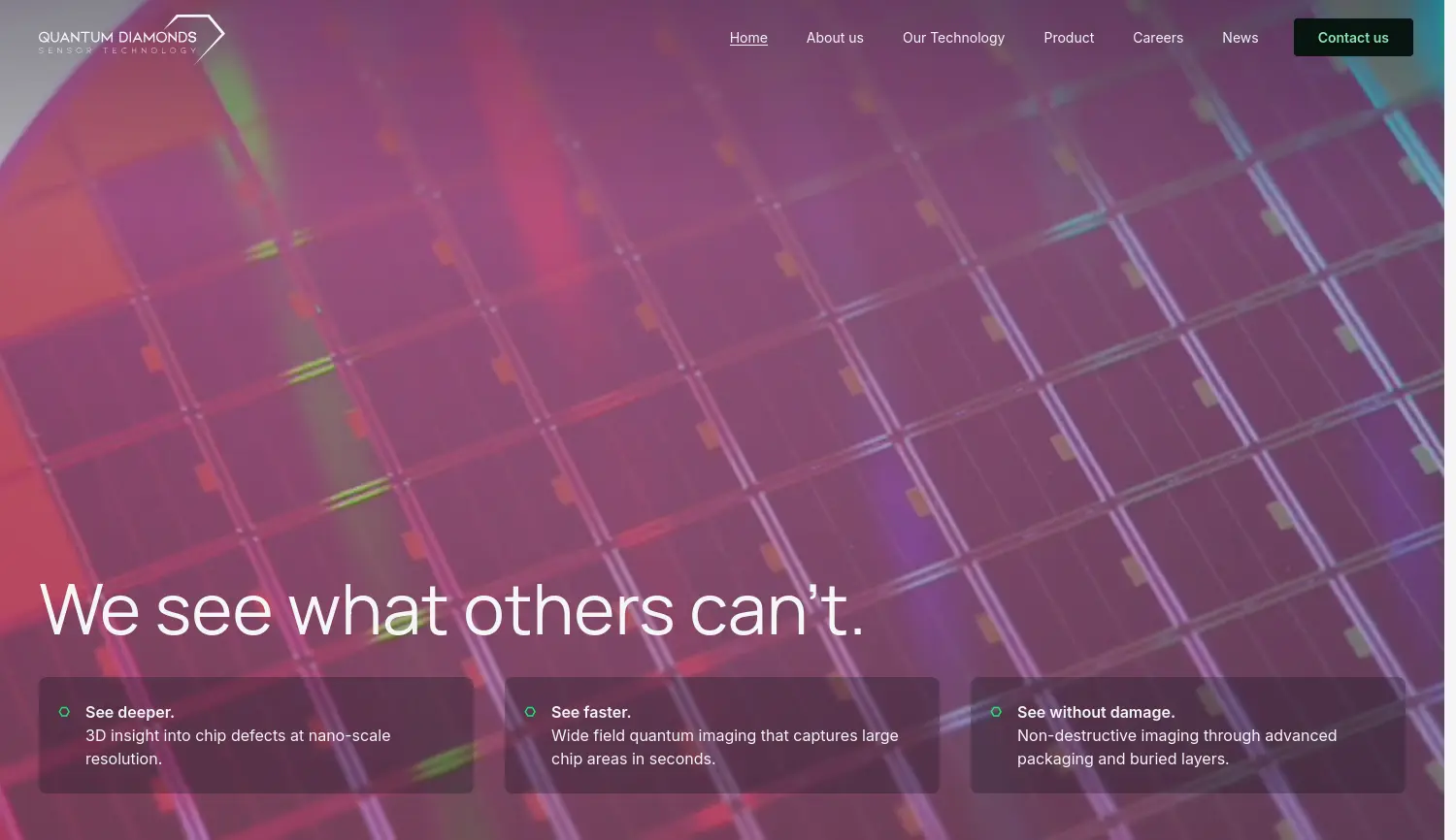 Website der Firma QuantumDiamonds GmbH