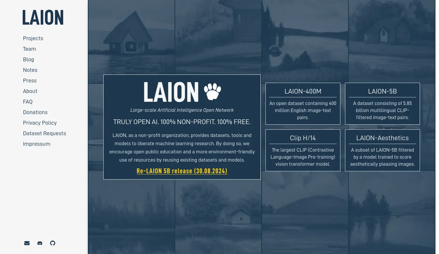 Website der Firma LAION gemeinnütziger e.V.