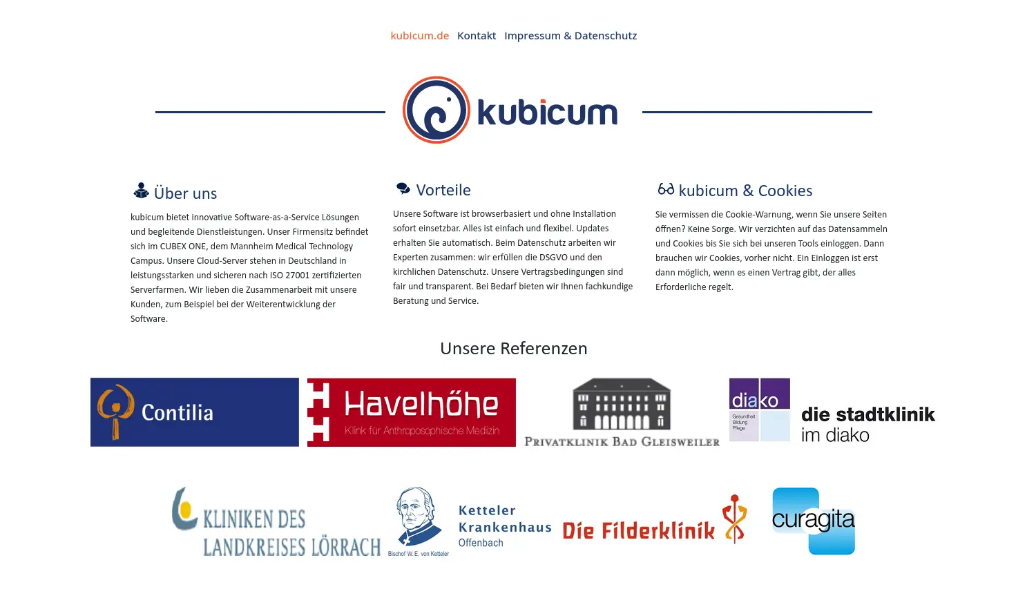 Website der Firma kubicum GmbH