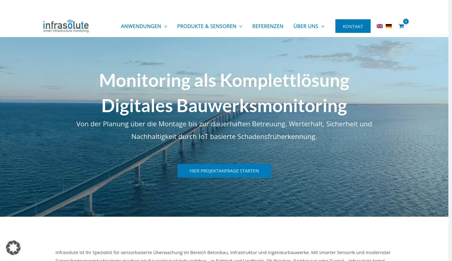 Website der Firma Infrasolute