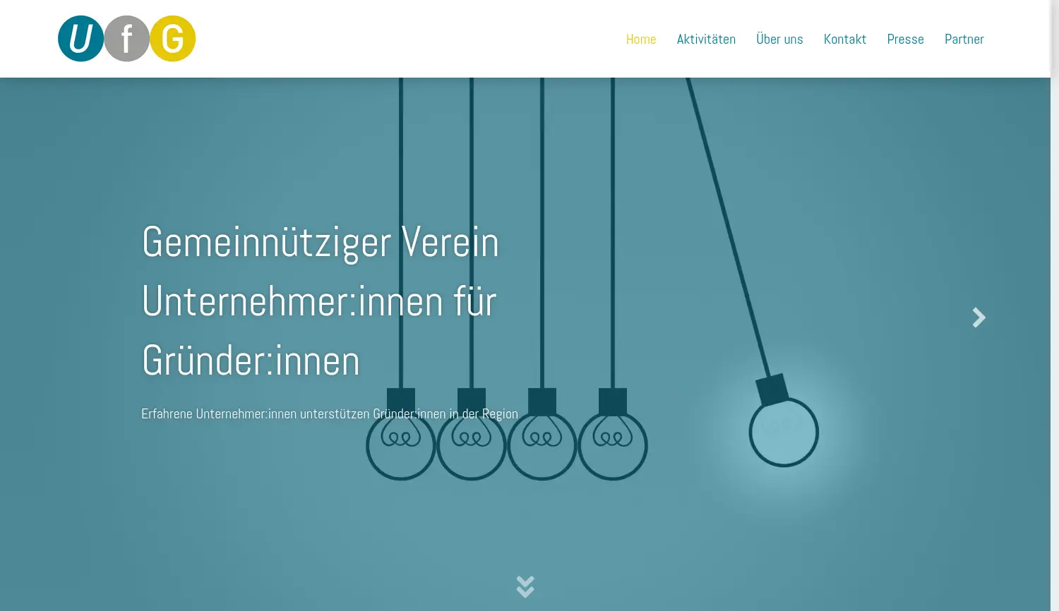 Website der Firma Unternehmer:innen für Gründer:innen e.V.