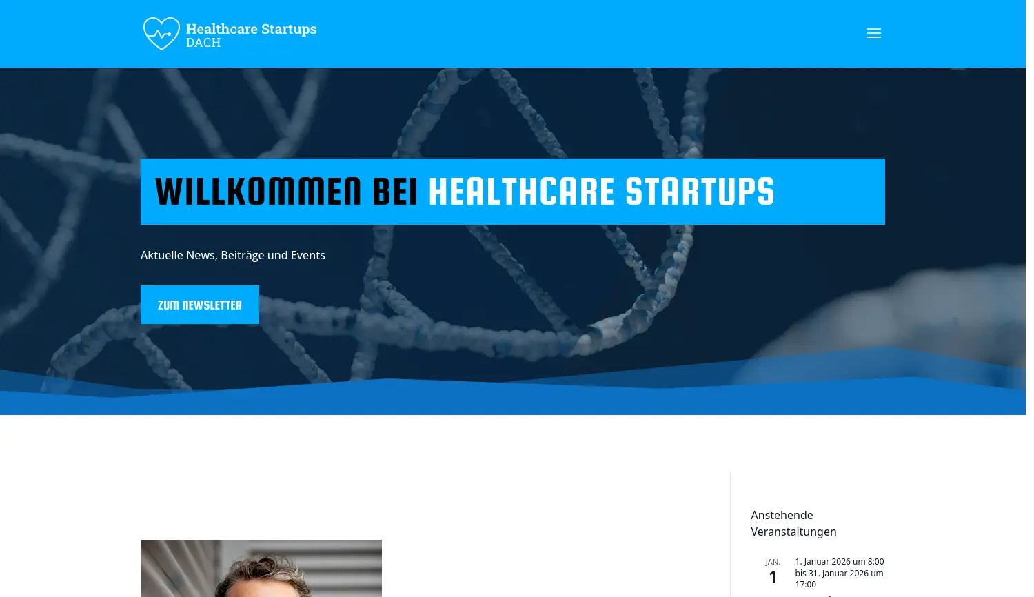 Website der Firma Healthcare Startups Deutschland