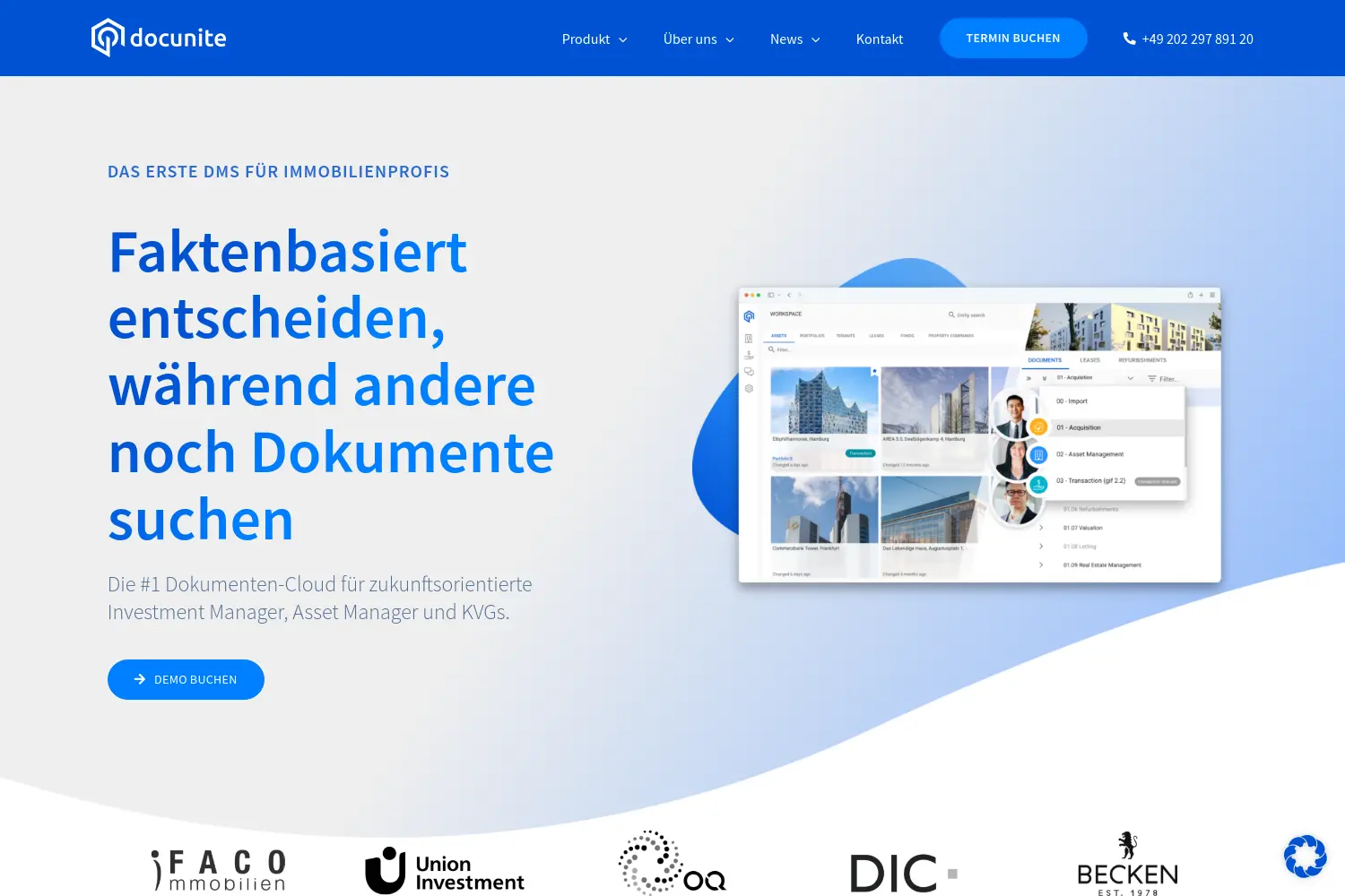 Website der Firma Docunite GmbH