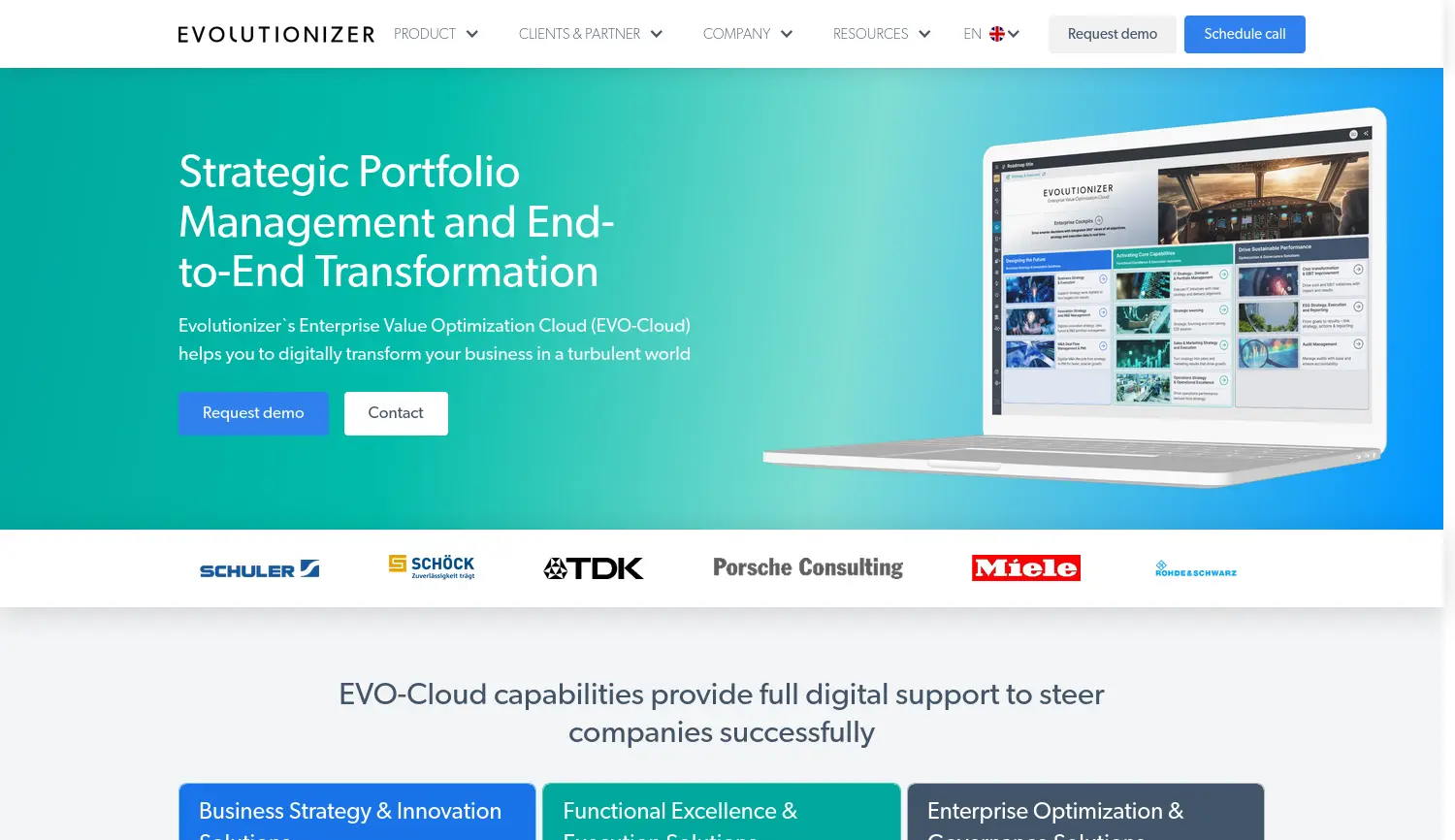 Website der Firma Evolutionizer GmbH