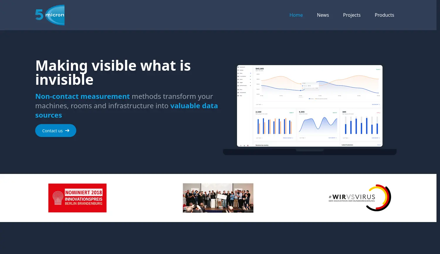 Website der Firma 5micron GmbH