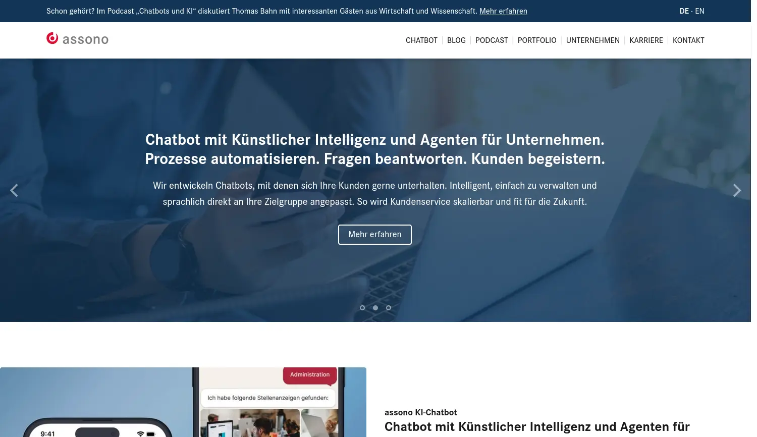 Website der Firma assono GmbH