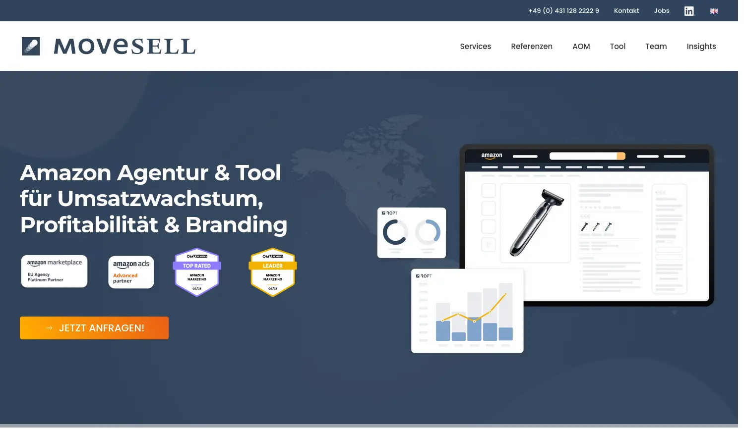 Website der Firma MOVESELL GmbH