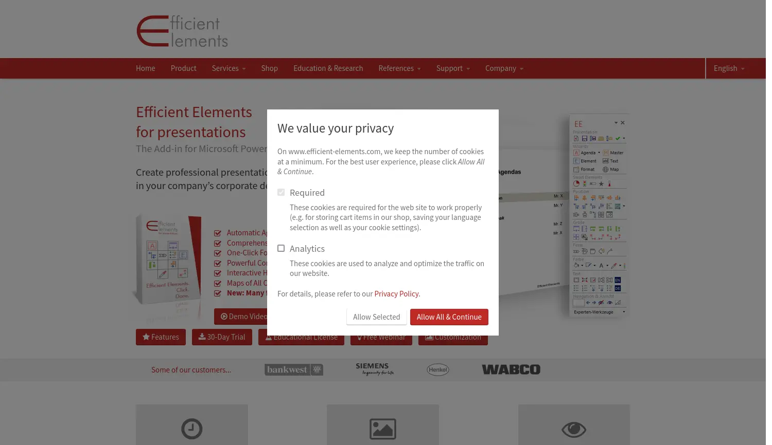 Website der Firma Efficient Elements GmbH