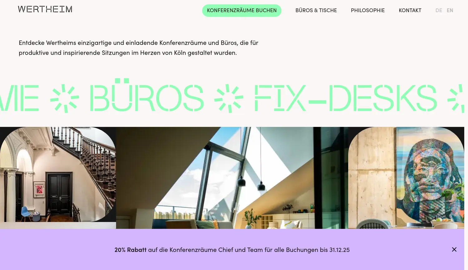 Website der Firma WERTHEIM BOARDING HOUSE GMBH