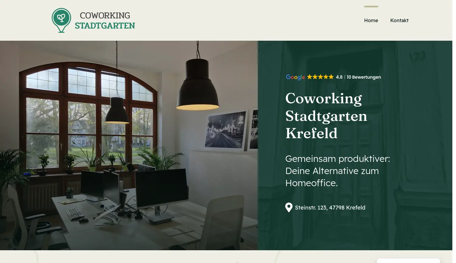 Website der Firma Coworking Stadtgarten GbR