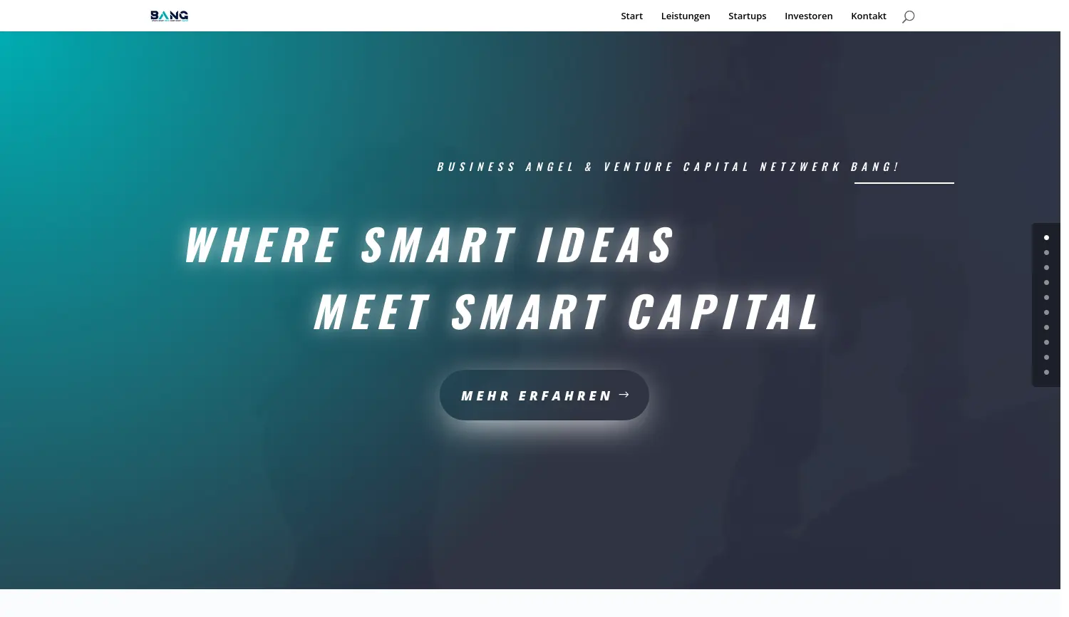 Website der Firma BANG! Business Angel & Venture Capital Netzwerk e.V.