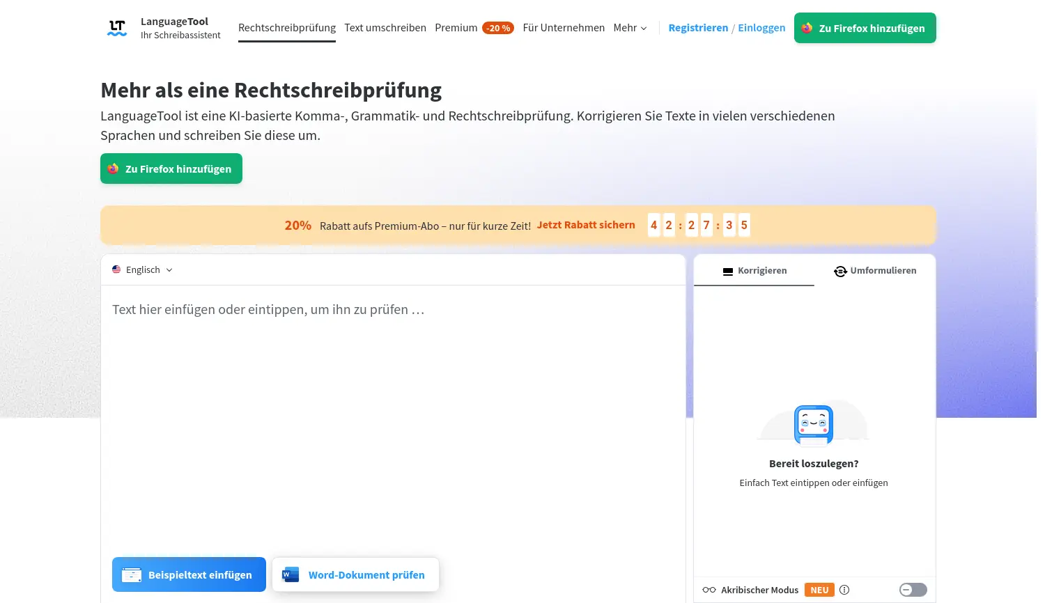 Website der Firma LanguageTooler GmbH