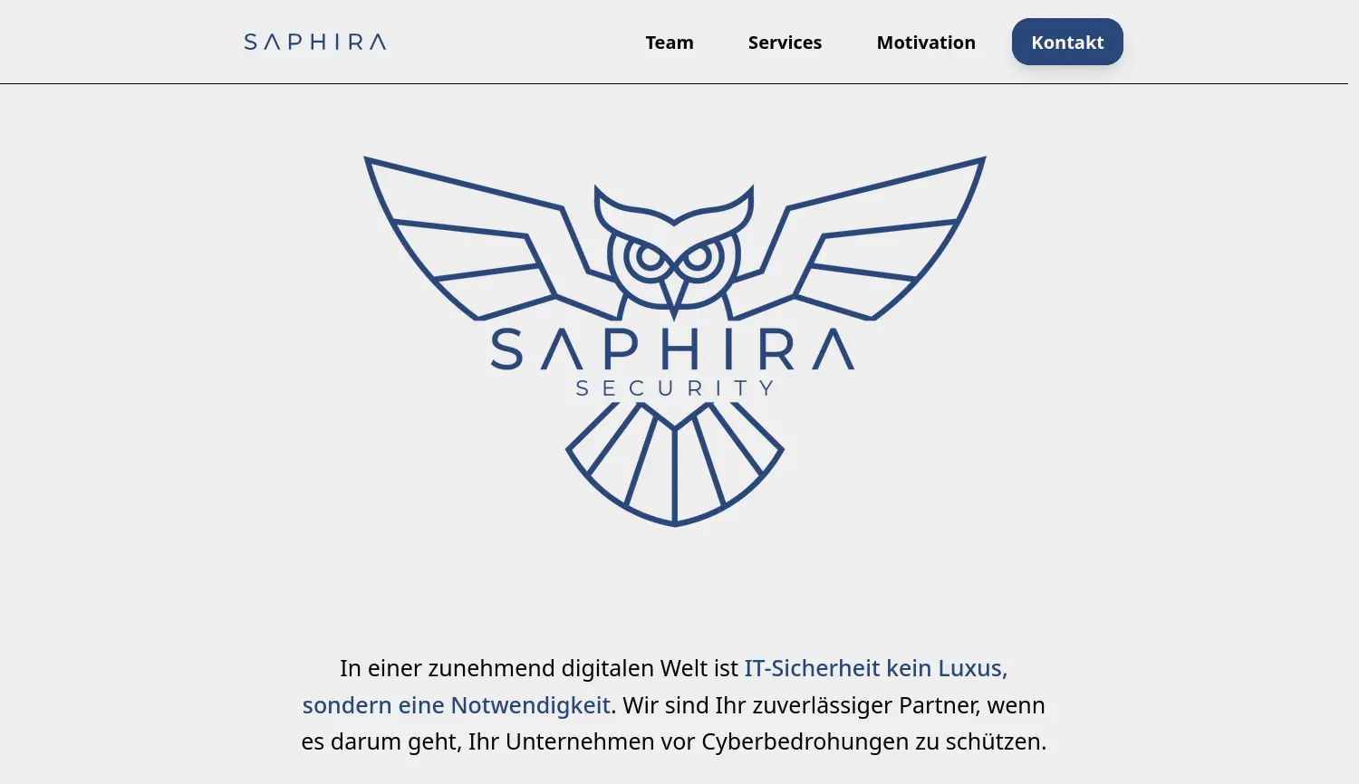 Website der Firma Saphira Security GmbH & Co. KG