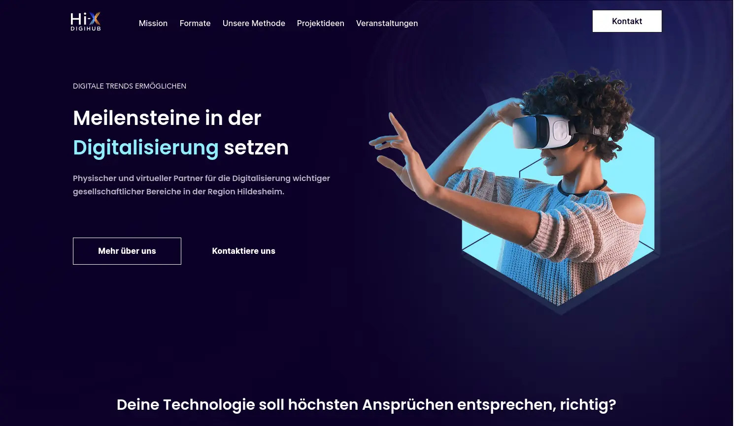 Website der Firma HI-X-DigiHub e.V.