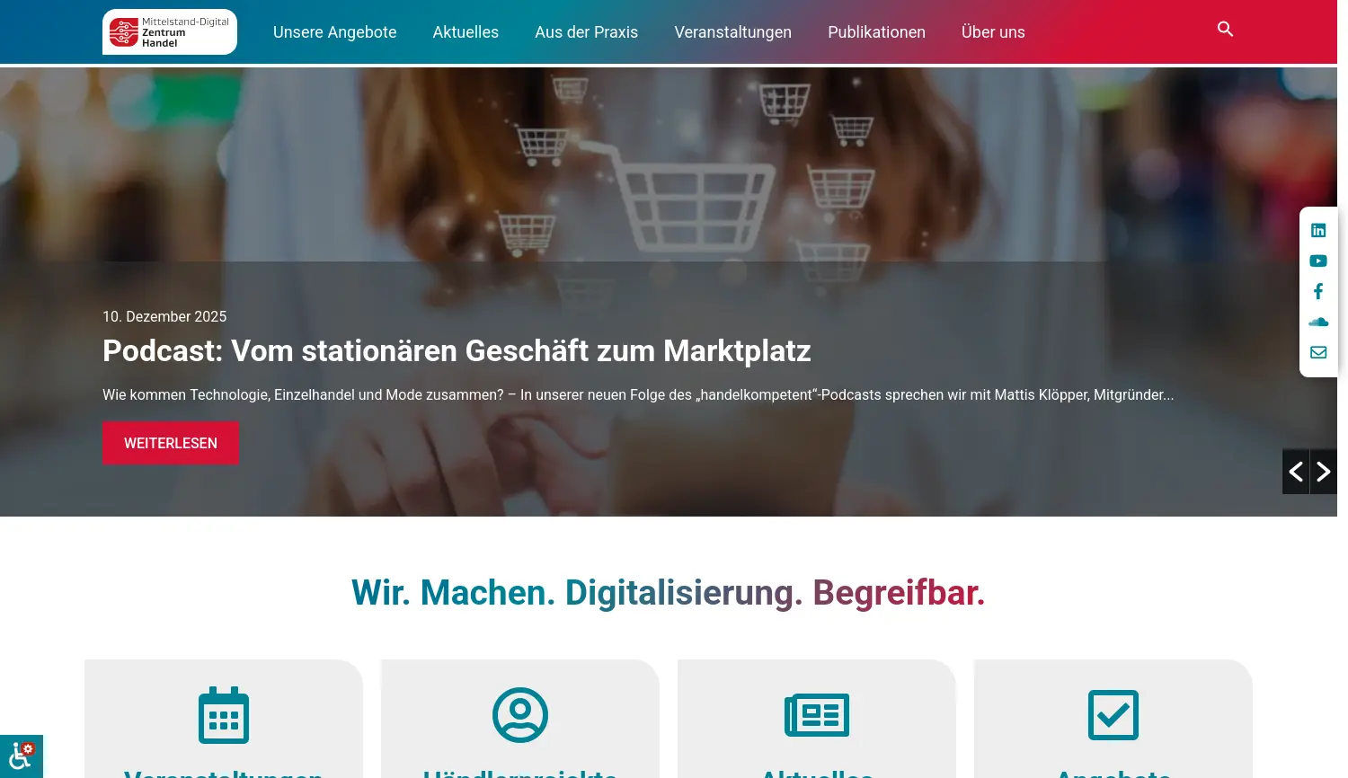 Website der Firma Handelsverband Deutschland – HDE e.V.
