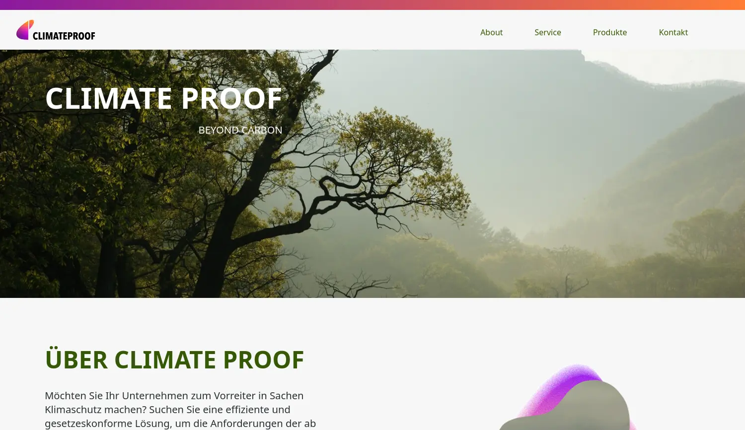 Website der Firma Climate Proof