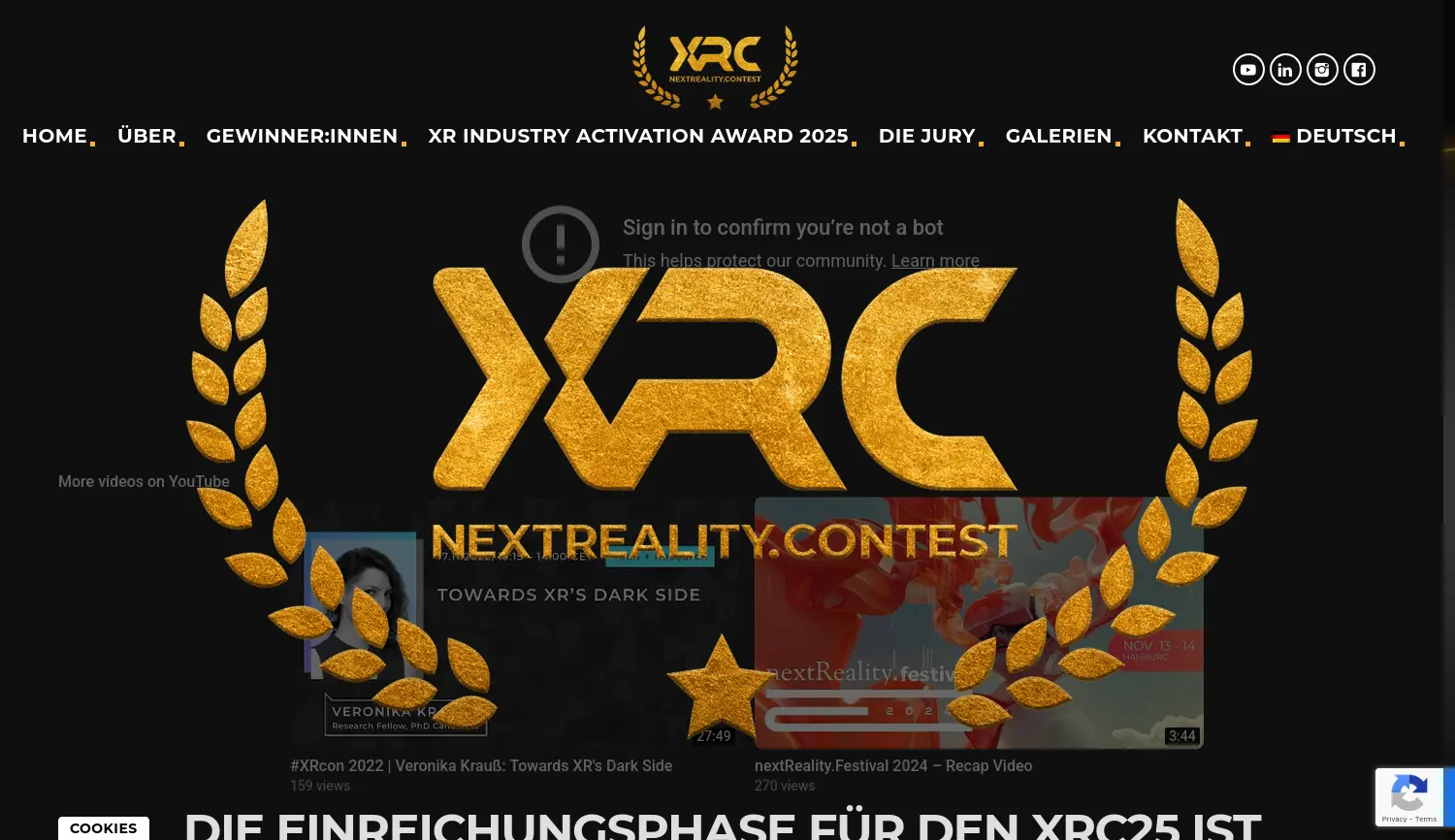 Website der Firma nextReality.Hamburg e.V.