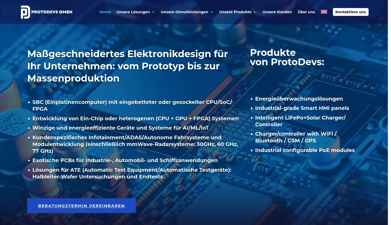 Website der Firma ProtoDevs GmbH