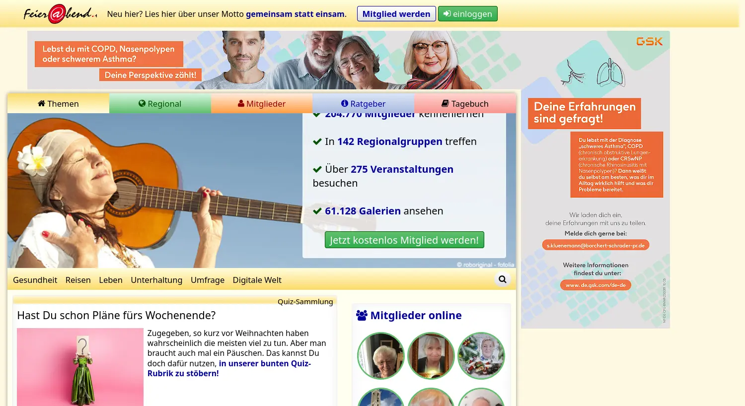 Website der Firma Feierabend.de AG