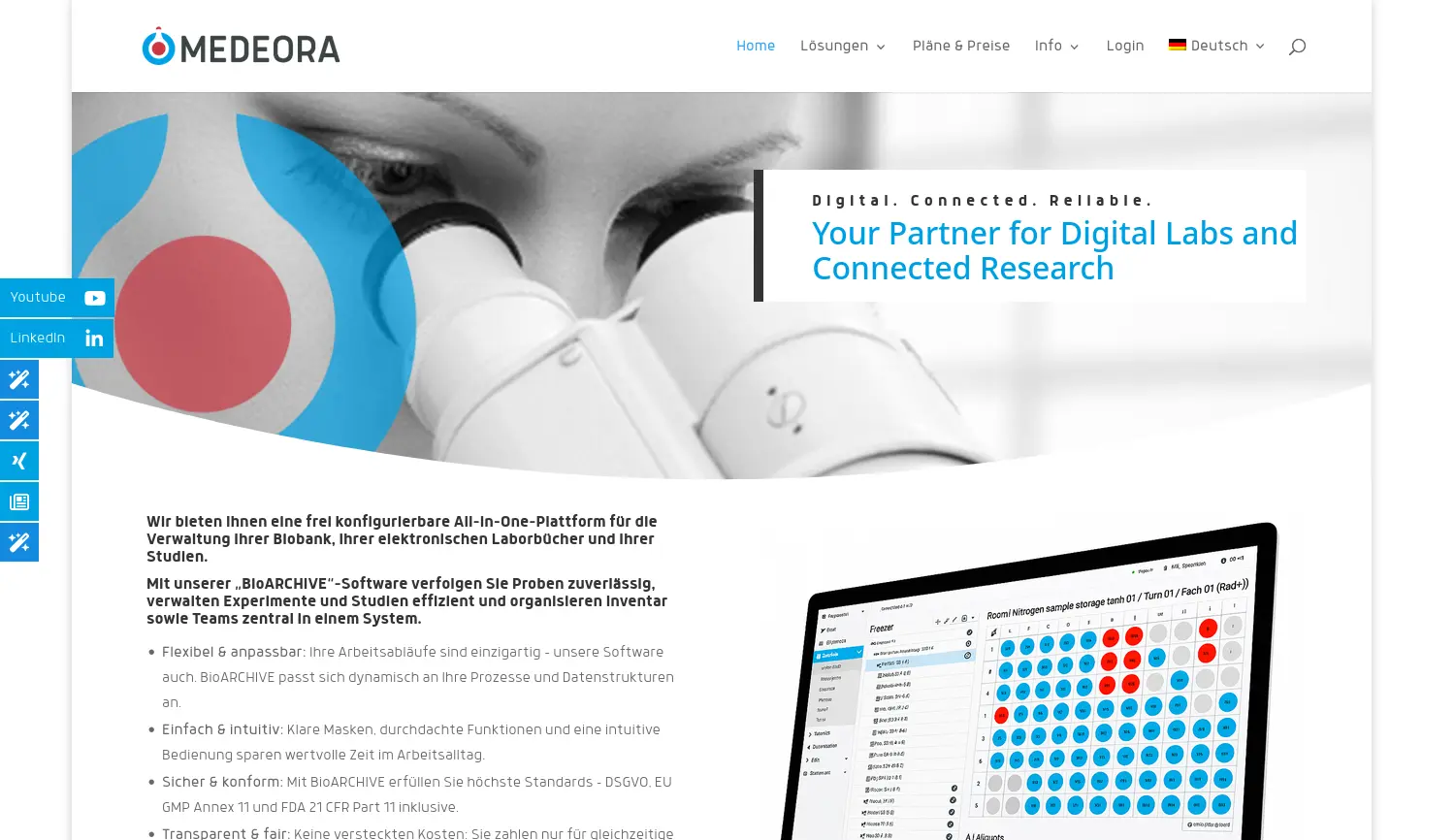 Website der Firma MEDEORA GmbH