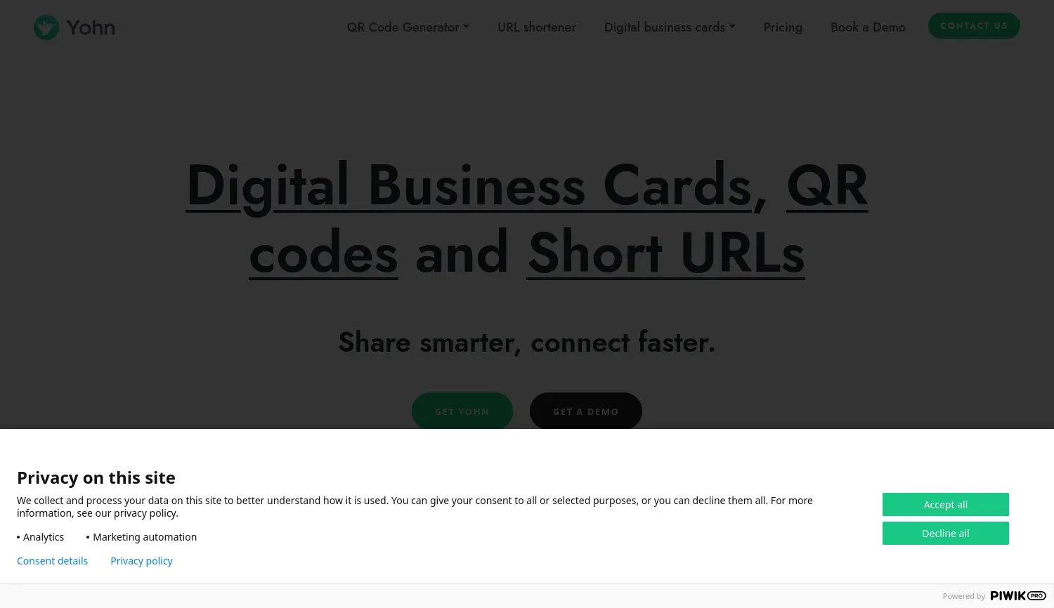 Website der Firma Yohn.io GbR