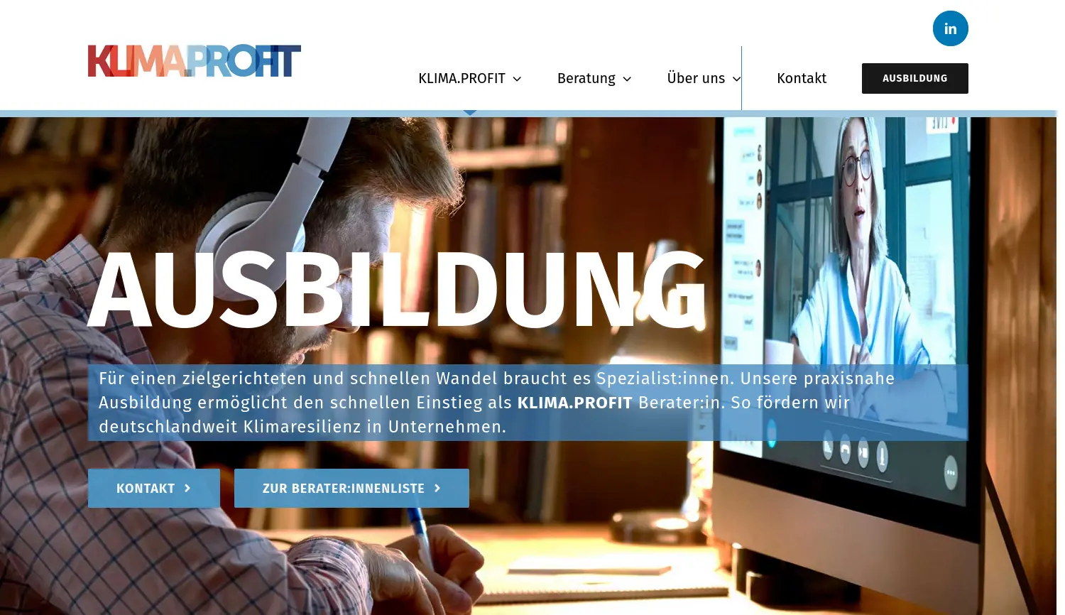 Website der Firma EPC - Projektgesellschaft für Klima.Profit mbH